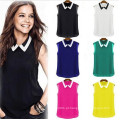 Mulheres Manga Curta Chiffon Blusa Moda Roupas Femininas